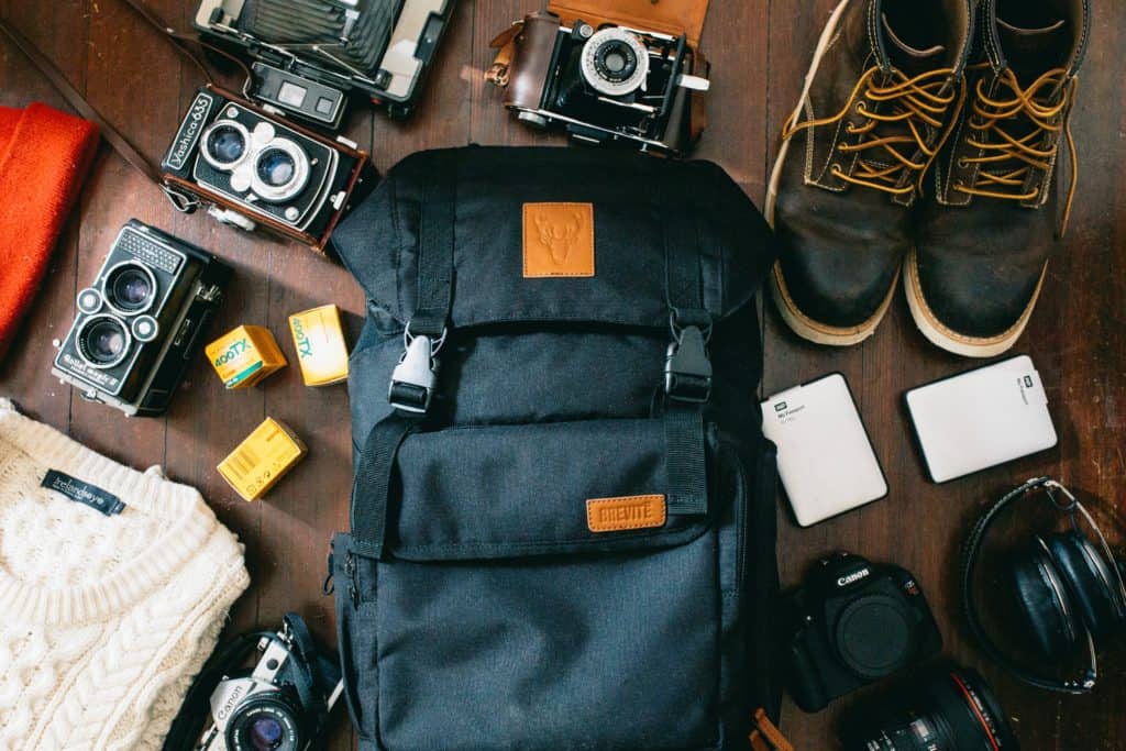 Travel backpack with few items