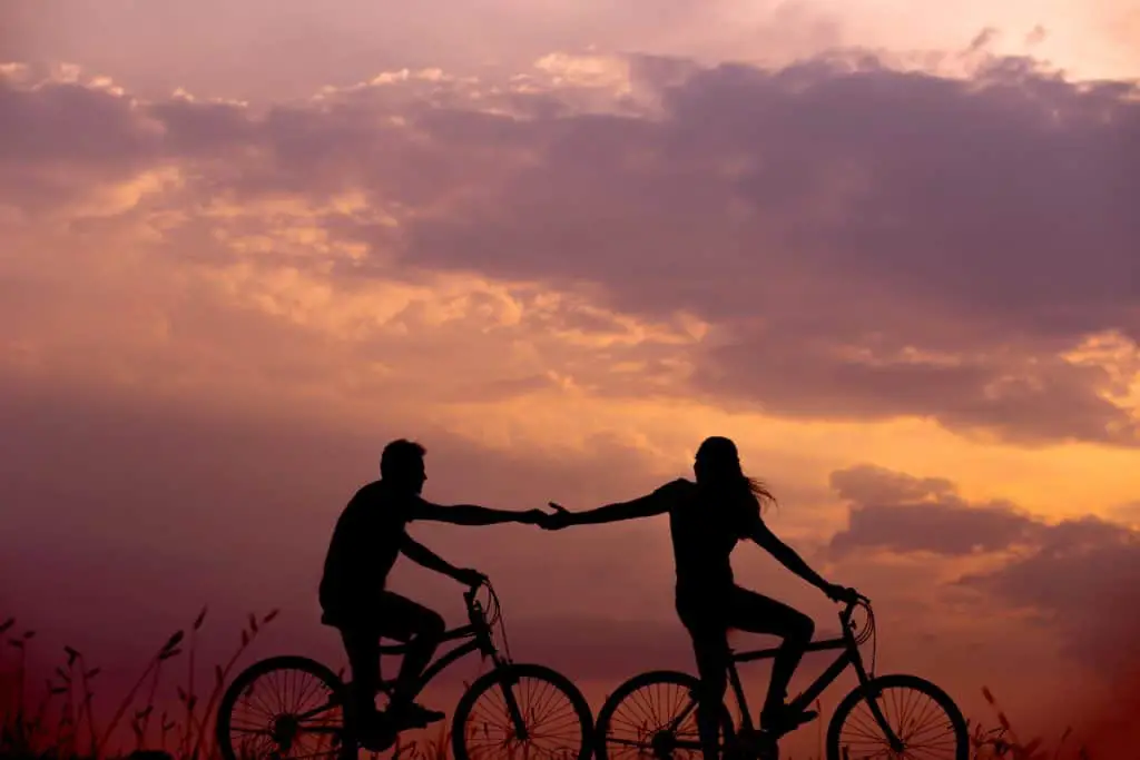 A Couple biking together