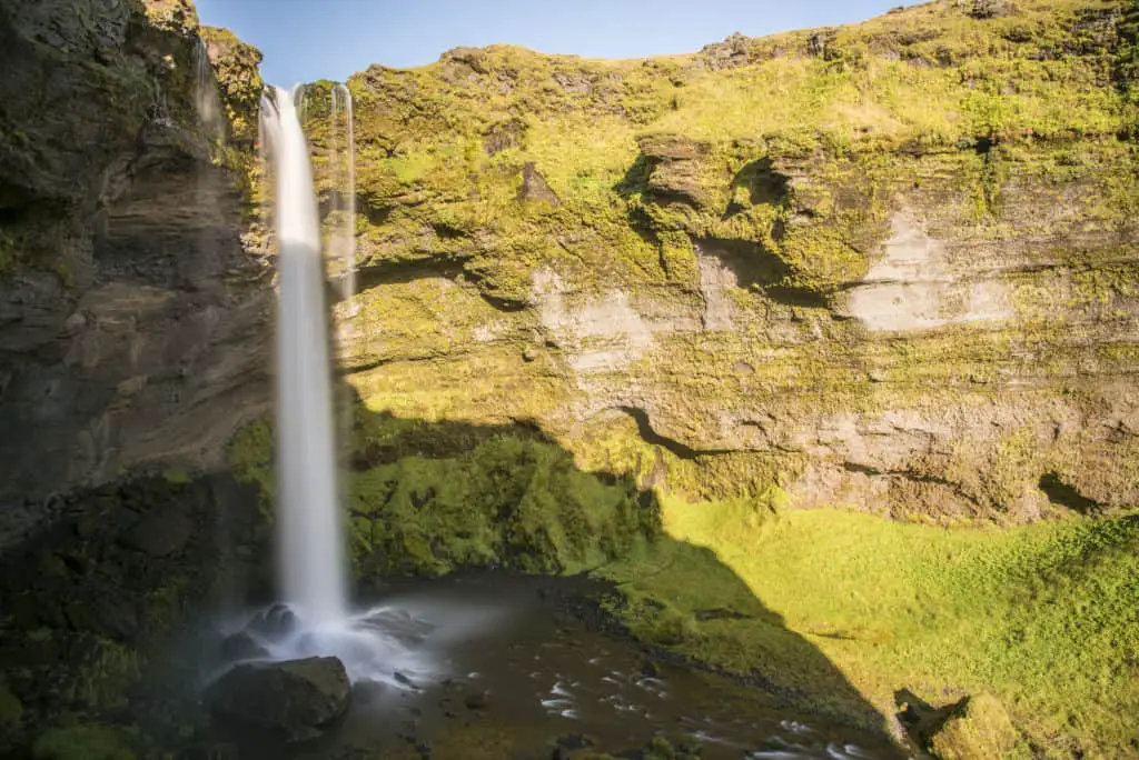 Gorgeous view of the Kvernufoss waterfall