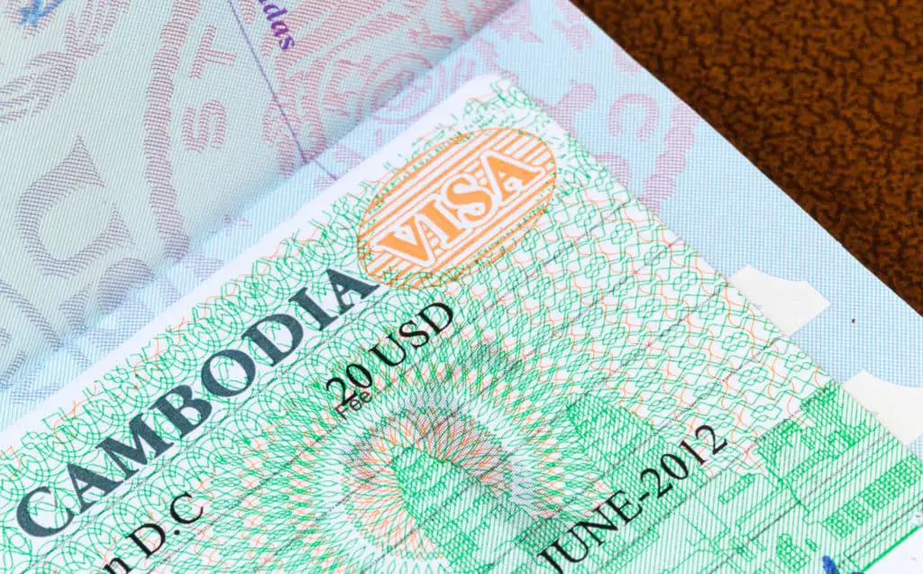 Visa for Cambodia in US passport