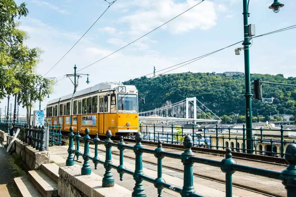 Yellow tram in Budapest